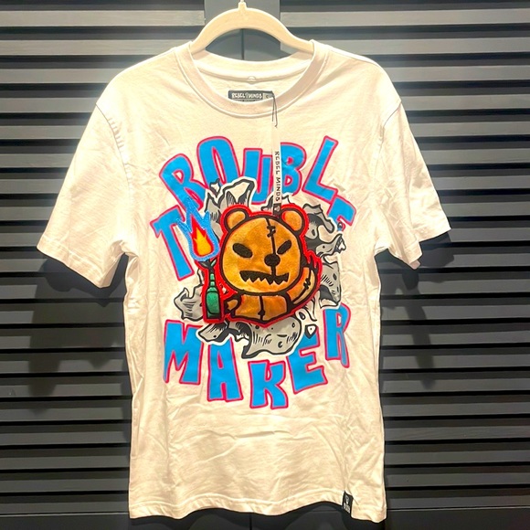 REBEL MINDS “TROUBLE MAKER” TShirt Sz-Sm - Picture 2 of 8
